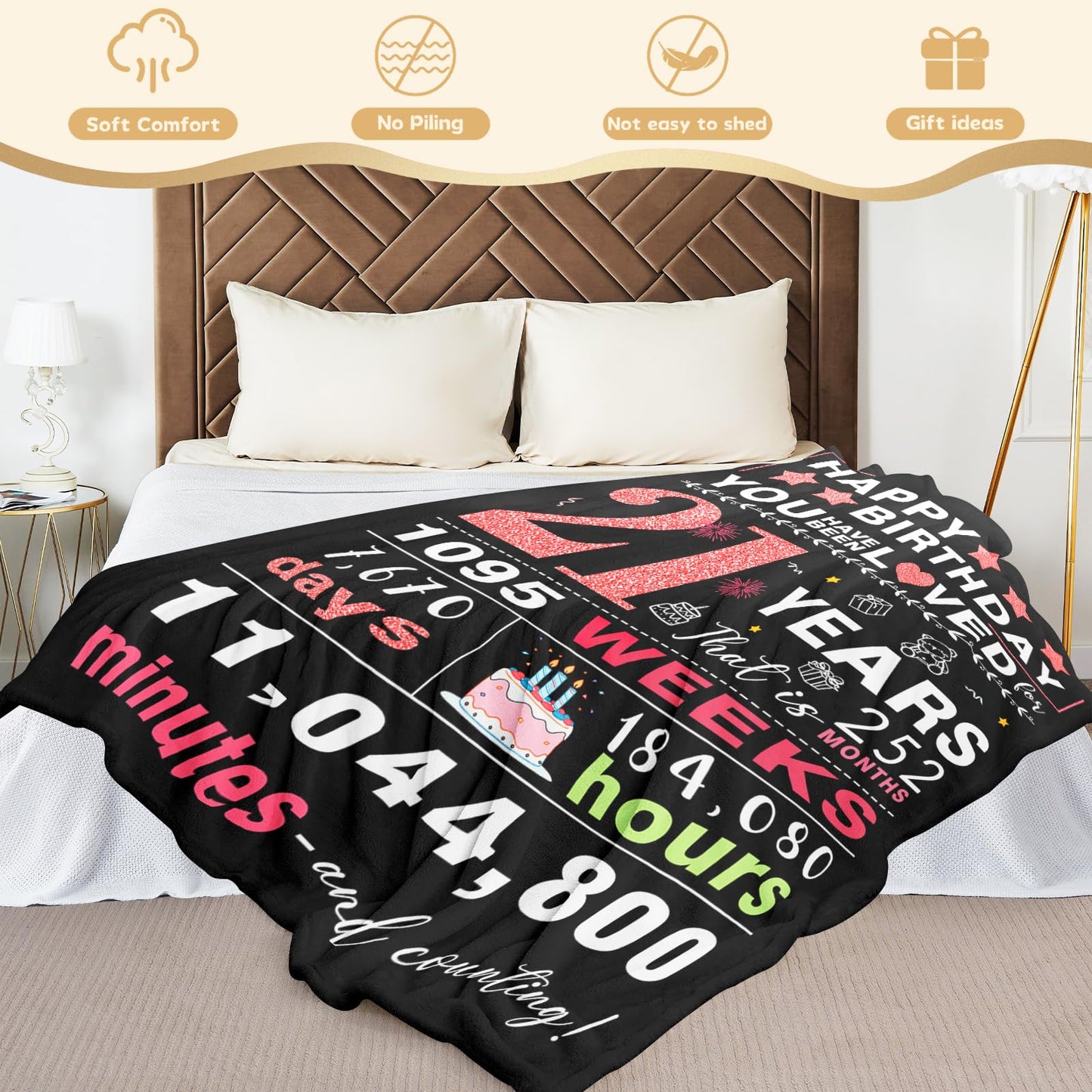 21st Birthday Gifts for Her - Cool 21st Birthday Gift - 21 years old Bday Decorations for Her - Bday Presents for Women - Presents for 21 Years Old Birthday Female Women - Throw Blanket 50"x60"