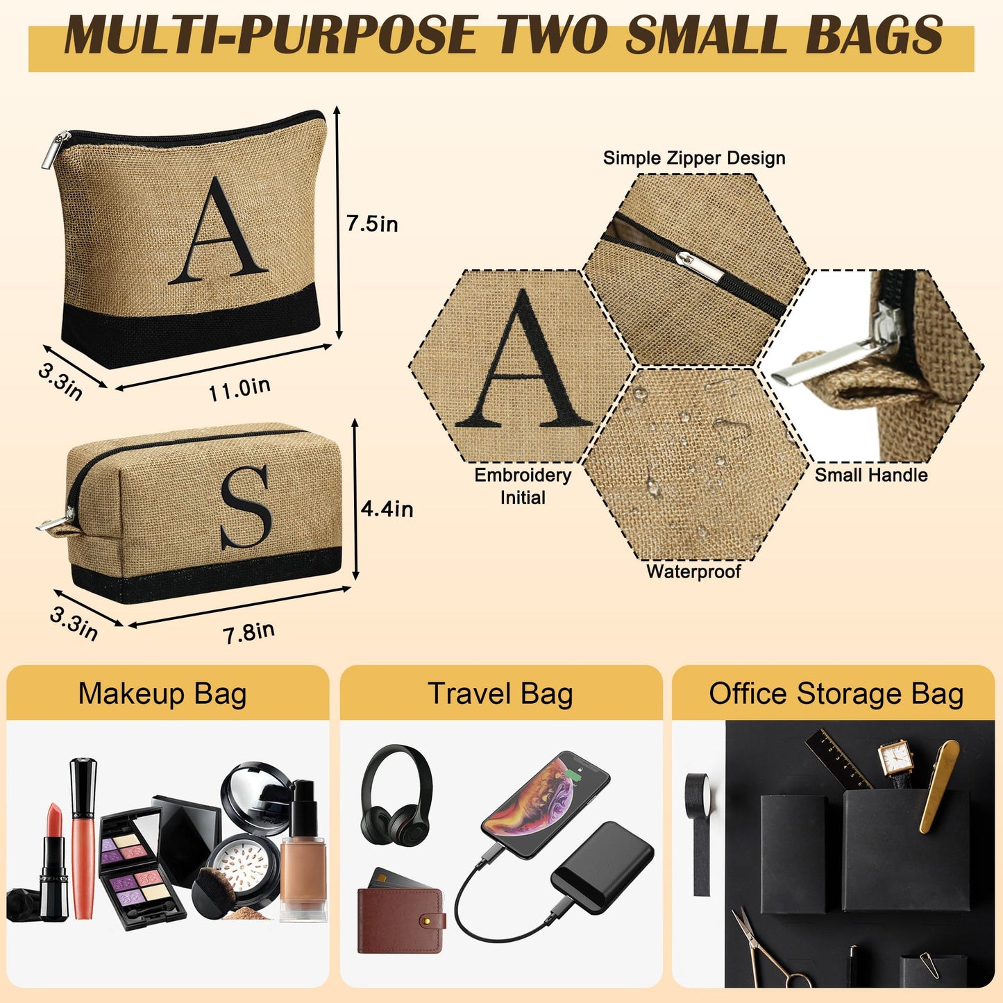 YOOLIFE Birthday Gifts for Mom, Thank You Gift for Women Monogram Letter Beach Bags for Women Personalized 21st 30th 40th 50th 60th Birthday Gifts for Her Female Mom Gift Basket Letter C