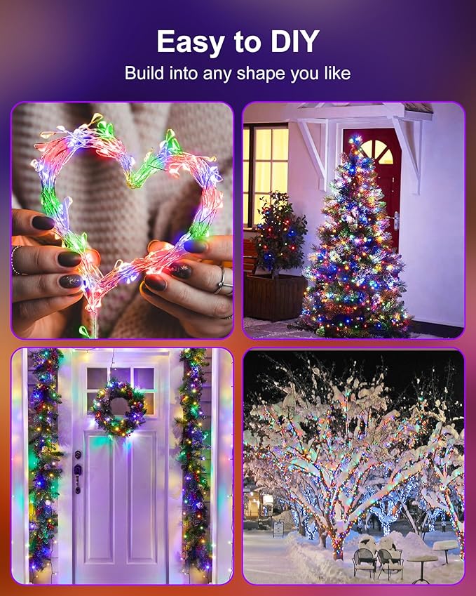 2 Pack Fairy Lights Battery Operated, String Lights Waterproof Silver Wire 5 Feet 60 Led Firecracker Starry Lights for DIY Wreath Wedding Party Bedroom Mason Jar Holiday Christmas Decor, Multicolor