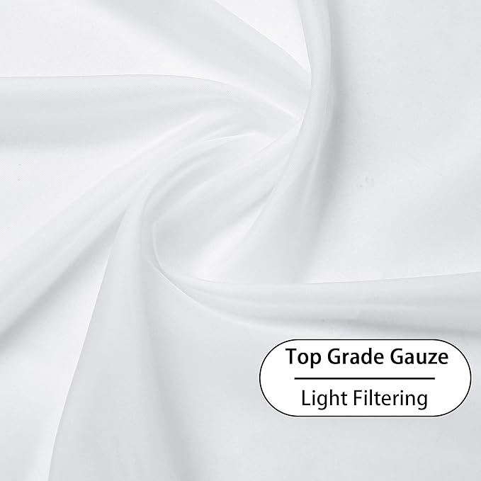 KEQIAOSUOCAI Pure White Sheer Curtains for Windows 63 inch Length - Grommet Voile Textured Soft & Lightweight Window Dressing for Bedroom Decor,W54 x L63, 2 Pieces