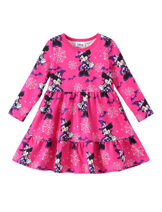 Disney Minnie Mouse Dress Toddler Girl Halloween A-Line Long Sleeve Winter Fall Clothes Cute Kids Outfit Birthday Gift Party Costume 5-6 Yeras