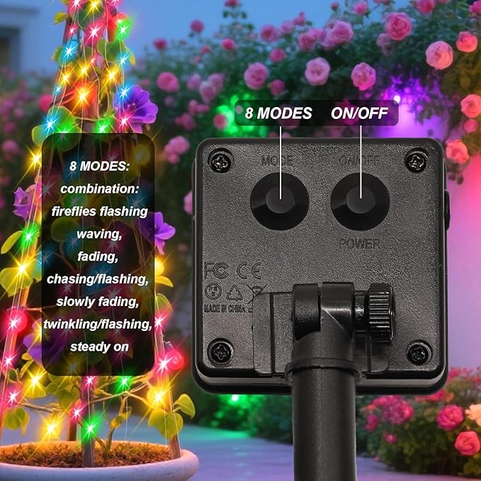 VOOKRY 10 Strands 200 LEDs Solar Fairy Lights Outdoor Waterproof, Solar Powered String Lights 8 Modes DIY Watering Can Lights for Party Wedding Patio Yard Garden Tree Decorations(Multicolor)
