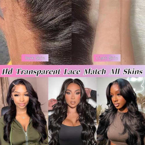 Megeen 13X6 Body Wave Lace Front Wigs Human Hair Pre Plucked 210 Density Glueless HD Lace Frontal Human Hair Wigs with Baby Hair for Women 18inch