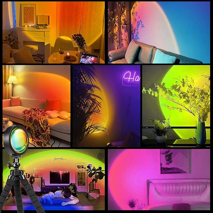 Sunset Lamp Projector, Multiple Colors with APP & Remote Control, 360 Rotation LED Sunset Projection Lamp for Photography/Party/Gift/Home Decor