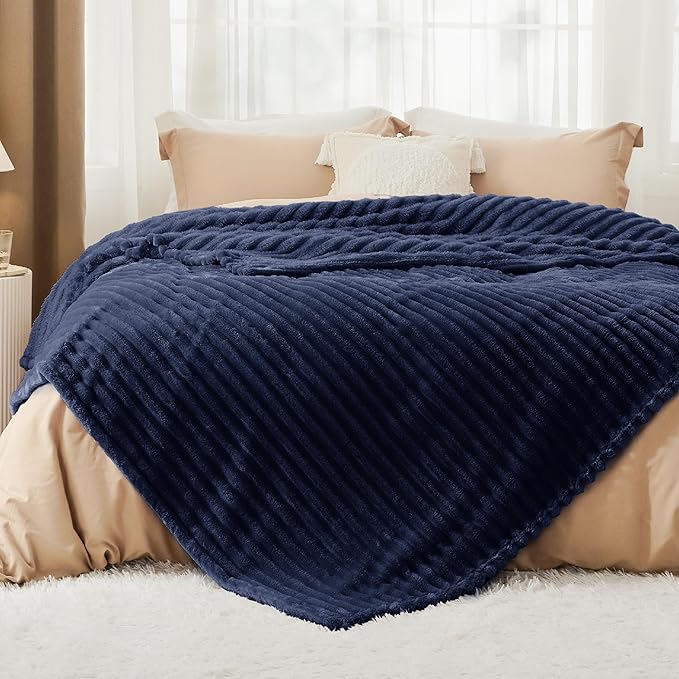 Bedsure GentleSoft Blue Fleece Blanket for Couch - Cozy Soft Blankets for Women, Cute Small Throws for Girls, 90x90 Inches