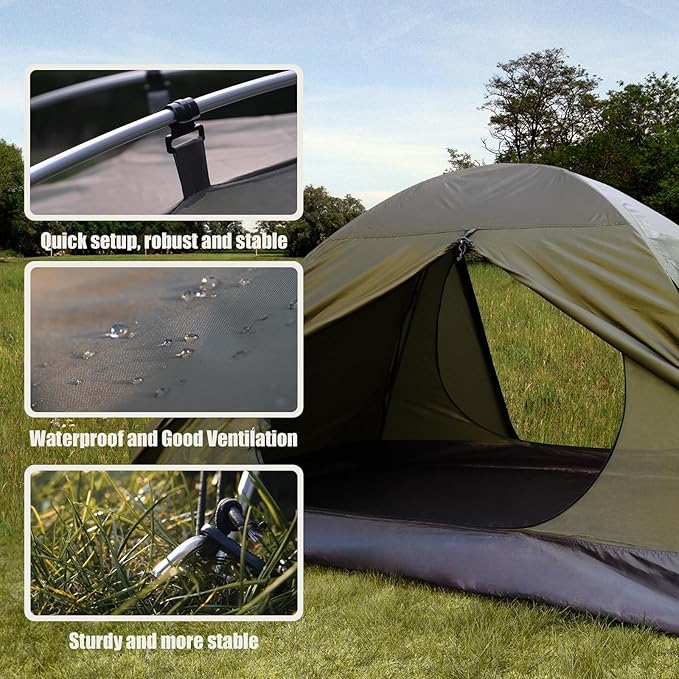 Backpacking Tent for Camping 2/3/4 Person Hiking Ultralight Tent for Waterproof Windproof Outdoor Two Doors Tents Easy Quick Setup Lightweight Tent Instant Tent