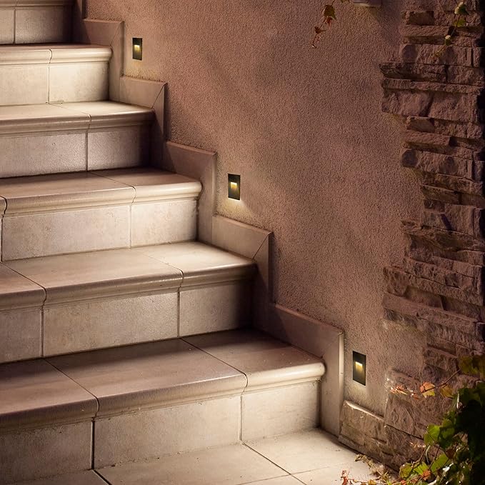 Maxxima Vertical LED Step Light - Indoor/Outdoor Stair Light, 3 CCT Color Selectable 3000K, 4000K, 5000K, 70 Lumens, IP65 Rated for Outdoor and Damp Locations, Oil Rubbed Bronze, 2-Pack