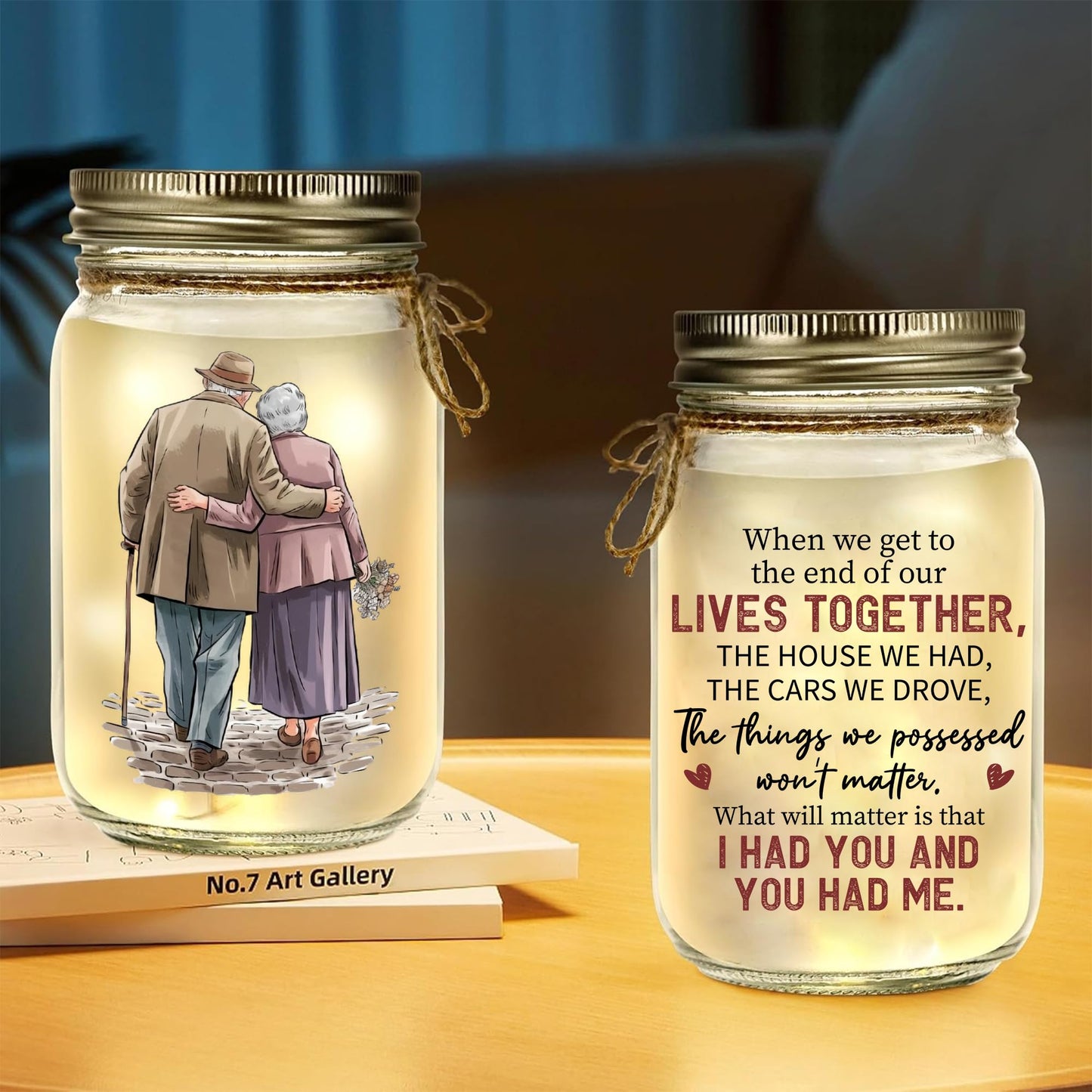 You and Me We Got This Gifts for Older Couples, 40th 50th Wedding Gifts for Couples 2025, Love Romantic Gifts for Her Him Wife Husband, Wife Gifts from Husband Mason Jar Valentines Night Light 14oz