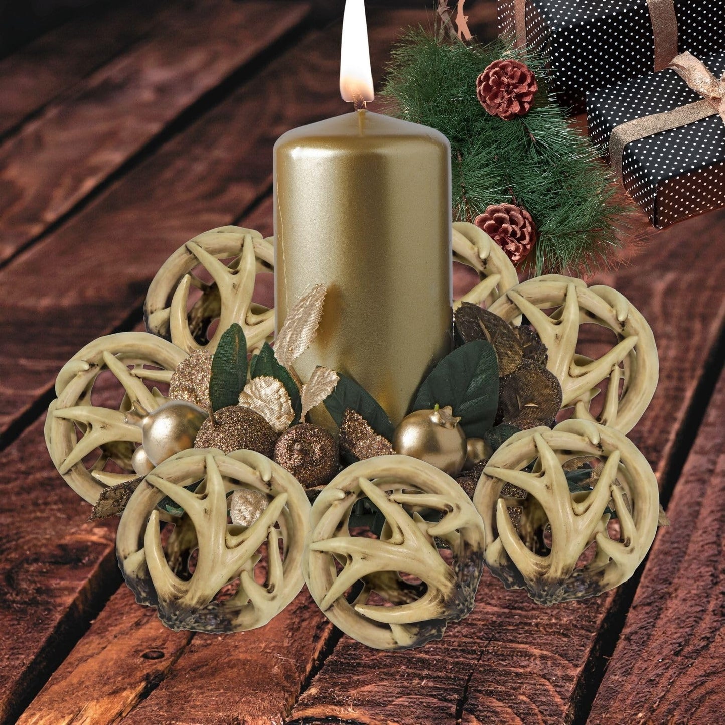 BestGiftEver Decorative Entwined Spherical Rattan Antler Ball 4.25" -Log Cabin Table Centerpiece Decoration"