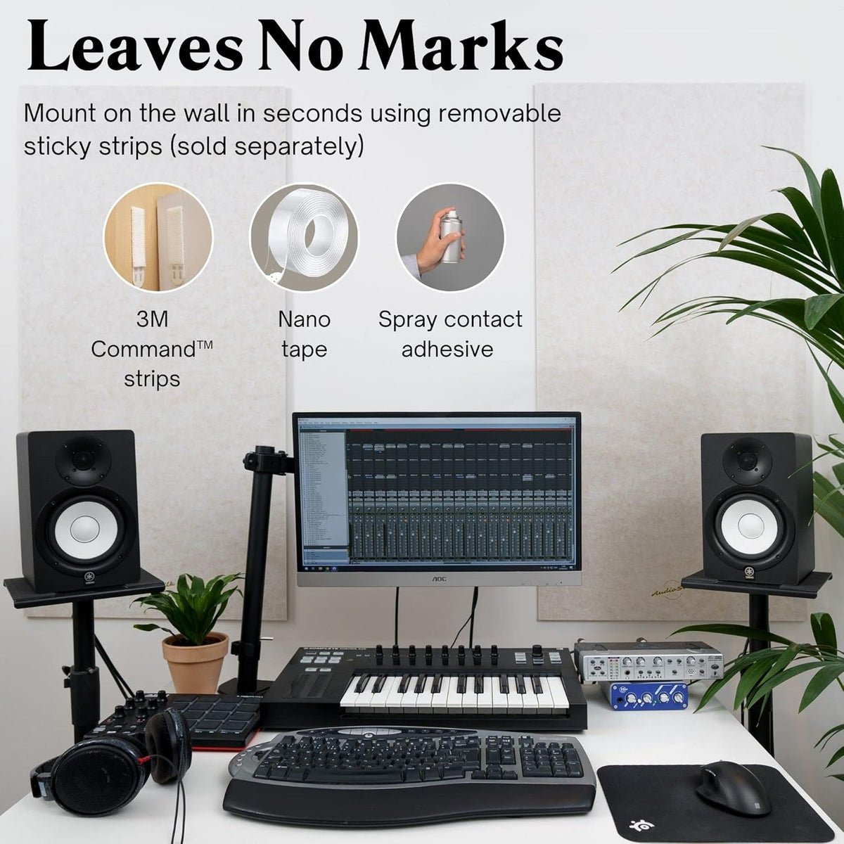 Acoustic Panels, 2 Pack, Large, 46" x 23", Black