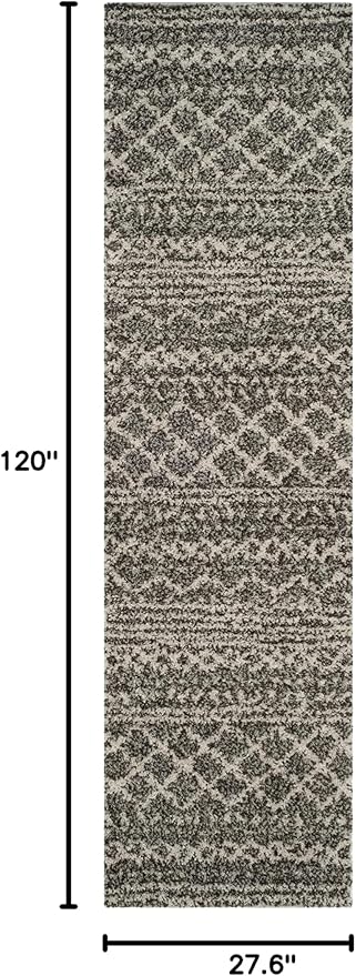 SAFAVIEH Arizona Shag Collection Runner Rug - 2'3" x 10', Brown & Ivory, Moroccan Design, Non-Shedding & Easy Care, 1.6-inch Thick Ideal for High Traffic Areas in Living Room, Bedroom (ASG741B)
