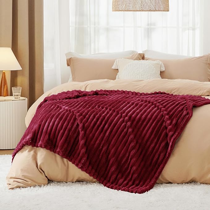 Bedsure GentleSoft Deep Red Fleece Blanket for Couch - Cozy Soft Blankets for Women, Cute Small Throws for Girls, 60x80 Inches