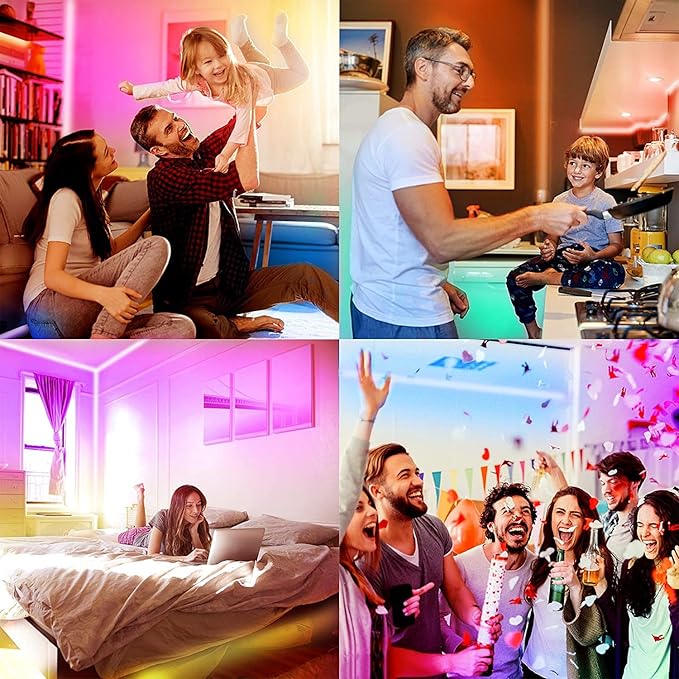 DAYBETTER Smart WiFi Led Lights, Tuya App Controlled, Compatible with Alexa and Google Assistant, Timer Schedule, RGB Strip Color Changing Décor for Bedroom Party Kitchen, 200ft