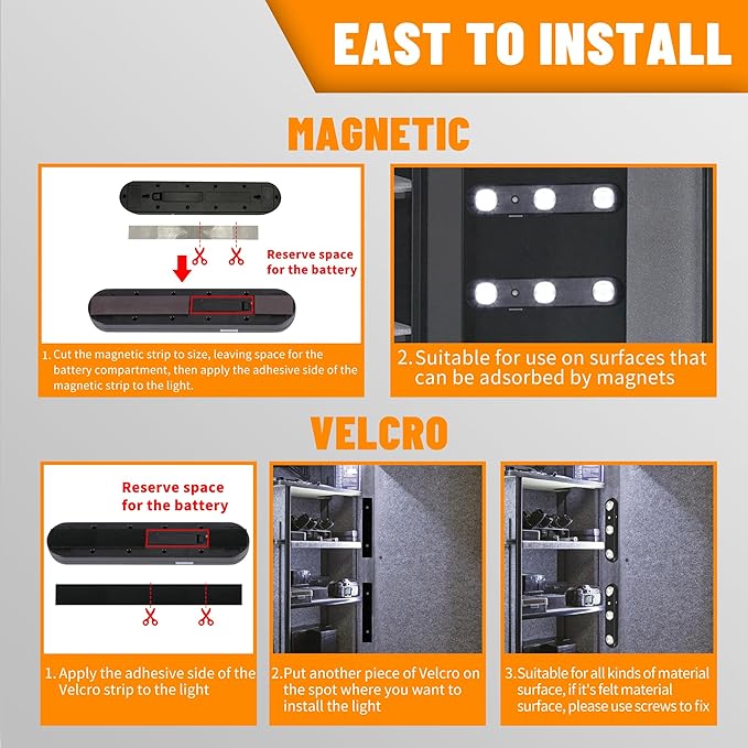 MIND&ACTION Gun Safe Lights,Motion Activated LED Light for Gun Safe Gun Cabinet, Ultra Bright Rotatable LED Lens for Directional Lighting Battery Powered(Black 3pack)