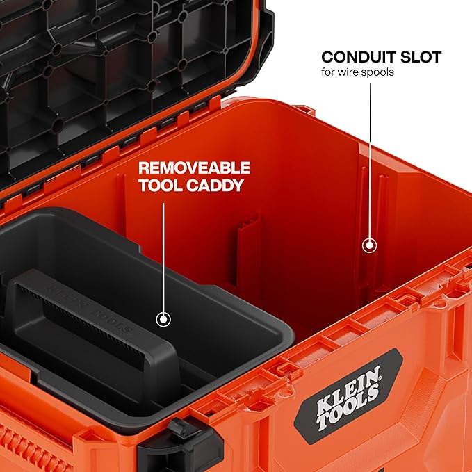 Klein Tools 54200MBX MODbox Medium Deep Tool Box, Heavy Duty Organizer with Removable Tray, Water and Debris Resistant, Stackable Module