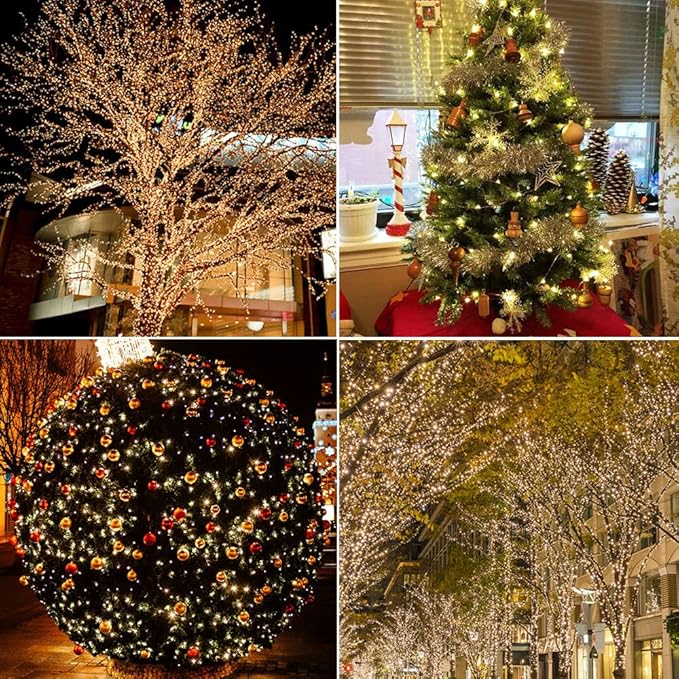 328FT Long Warm White Plug in Fairy Lights 1000 LED Waterproof Copper Wire String Lights with Remote for Christmas Tree Bedroom Porch Patio Garden Wedding Party