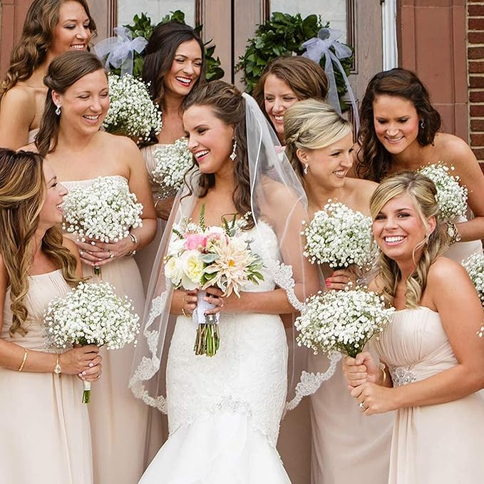 N&T NIETING Babys Breath Artificial Flowers Bulk White, 30Pcs Real Touch Faux Gypsophila Bouquets for Wedding Arch, Event Decor, Party Centerpieces, DIY Floral Arrangements, White