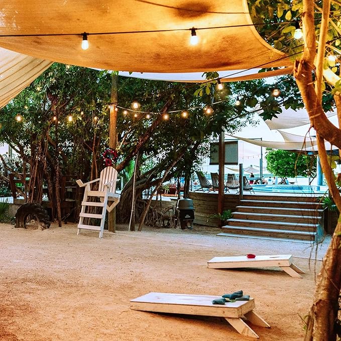 49FT LED Outdoor String Lights - Waterproof Patio & Backyard Cafe Lights with 15+2 Spare Bulbs