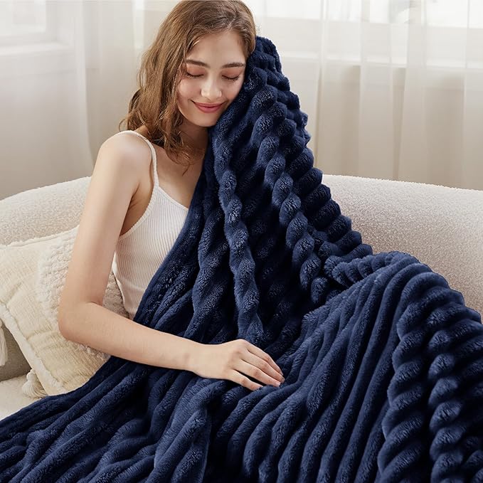 Bedsure GentleSoft Blue Fleece Blanket for Couch - Cozy Soft Blankets for Women, Cute Small Throws for Girls, 50x60 Inches