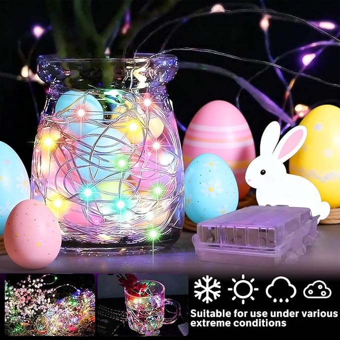 LAMPHOME 100 LED 33FT Multicolor Easter Fairy Lights Battery Operated with Remote, Colorful Mini Starry String Lights Multi Functions & Timer,Twinkle for Home Bedroom Wedding DIY Centerpiece Decor