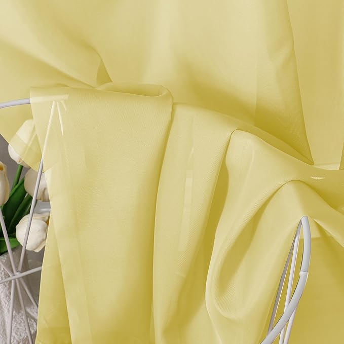 Aiyufeng Yellow Sheer Curtains 2 Panel Sets 84 Inches Long - Transparent Light Weight Soft Yellow Window Treatment Panels for Study Room/Living Room/Guest Room, Per Panel W40 X L84 inches