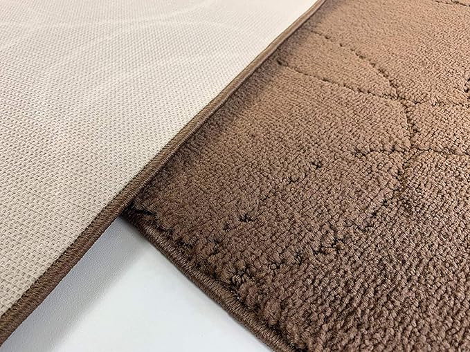 Custom Size Modern Geometric Pattern Carpet Runner Rug for Hallways, Slip Resistant Latex Rubber Backed, 31 inch Wide X Customized Length, Circles Brown, 31 inch X 22 feet