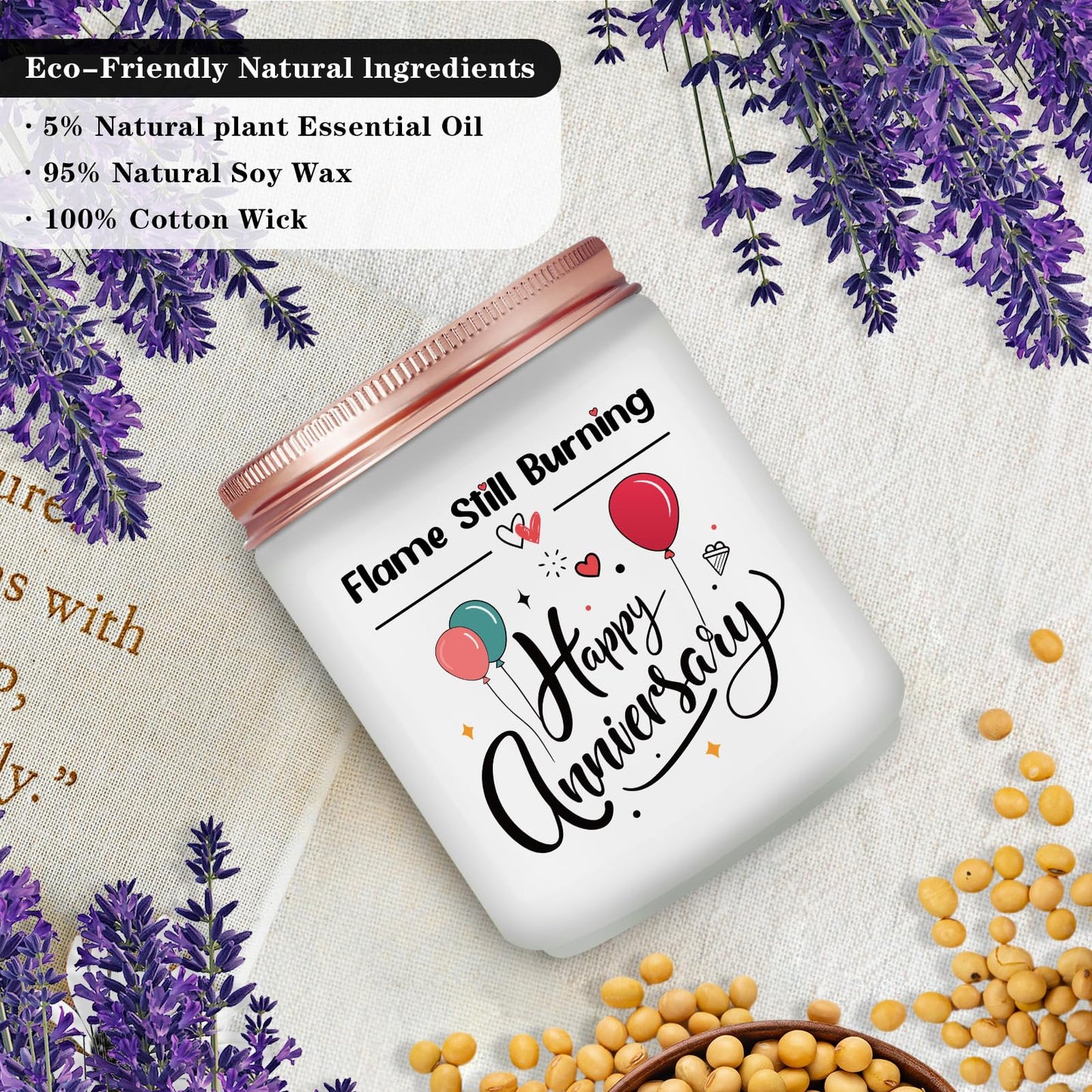 Volufia Anniversary Candle - Anniversary, Romantic Aniversario Gifts for Women, Couples, Her, Him, Girlfriend, Boyfriend, Wife, Husband - Lavender Scented Candles
