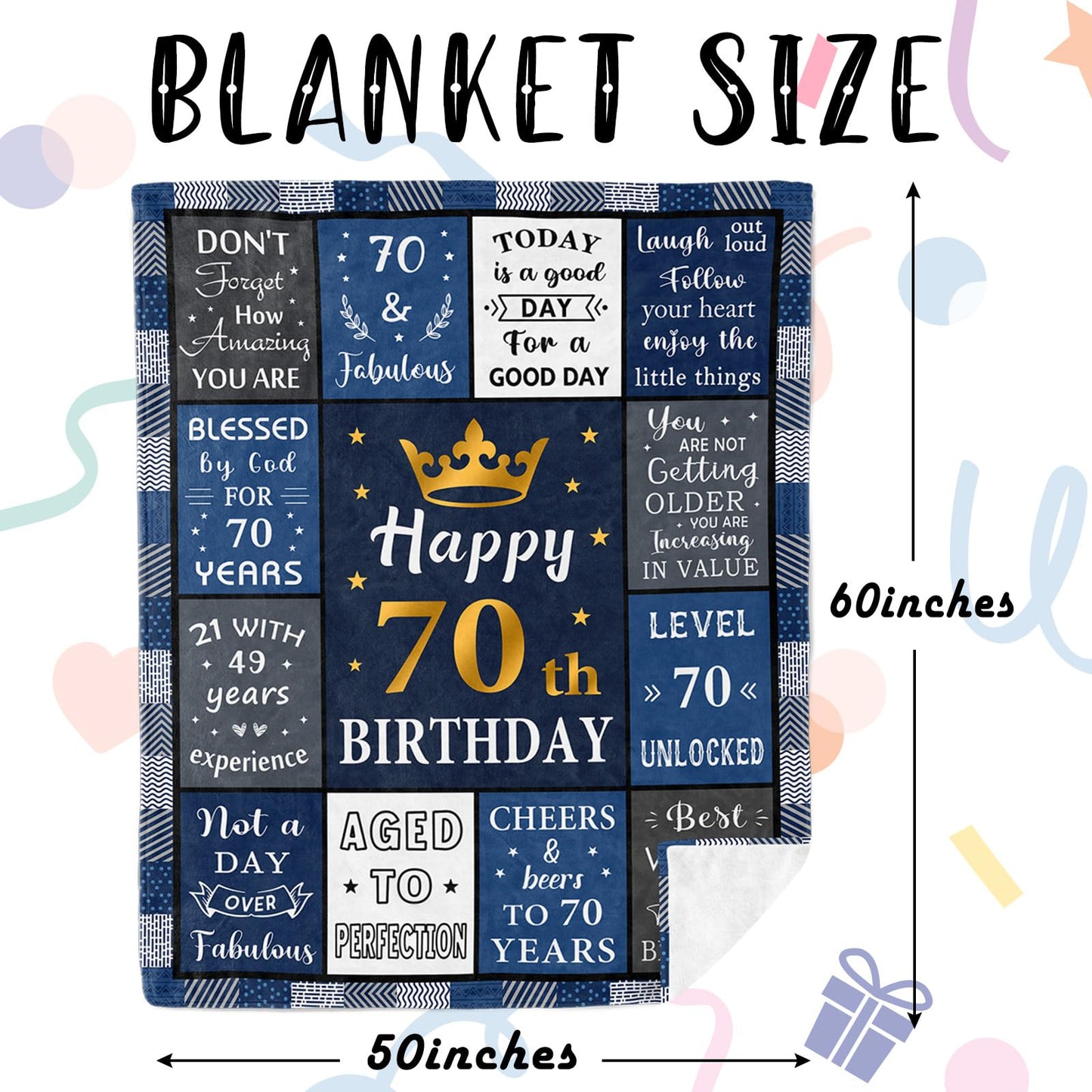 Puzopal 70th Birthday Gifts for Men, 70 Year Old Birthday Gifts for Men, 70th Mens Bday Gift Ideas, Best Gift for 70 Year Old Man Blanket 60"X50", 1955 Bday for Mens