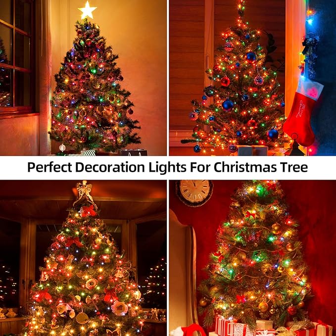 1000 LED 328ft 8 Modes with Timer Christmas String Lights IP55 Outdoor Waterproof UL Certificated Indoor Fairy Lights Garden Patio Wedding Christma Trees Parties Decoration Multicolor