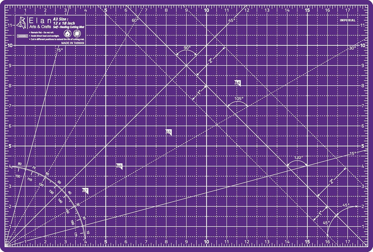 Elan Cutting Mat A3 Pink & Purple, Self Healing Cutting Mat 12x18 Inch, 5-Ply Craft Board Pink, Hobby Board for Crafts 12x18 Inch
