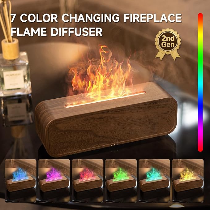 Sound Reactive Flame Air Diffuser Humidifier,7 Colors Aromatherapy Essential Oil Diffuser,Ultrasonic Aroma Humidifier with Timer for Home,Bedroom,Office,Yoga