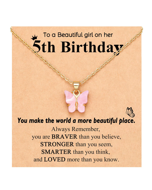 UNGENT THEM 5 Year Old Girl Birthday Gift Ideas Gifts for 5 Year Old Little Girls 5th Birthday Decorations Necklace