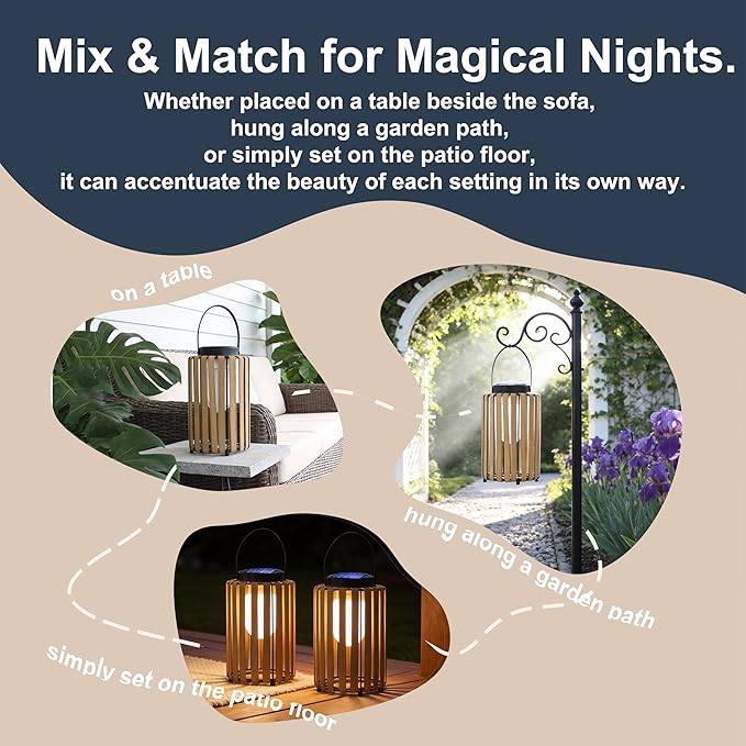 2Pack Solar Lanterns Outdoor Waterproof Garden Decor, Gifts for Women Mom Grandma Outdoor Solar Lantern Lights for Yard, Patio, Lawn,Pathway, Landscape