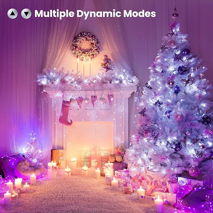 Brizled Color Changing String Lights, 33ft 100 LED Red Mini Lights with Remote, Dimmable RGB Lights String Clear Wire, Indoor USB Twinkle Light for Christmas Halloween Year-Round Decor