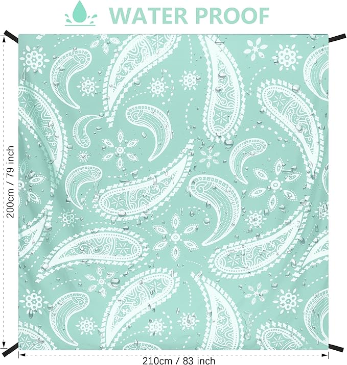 Beach Blanket, Sandproof Beach Mat, Waterproof Quick Drying Lightweight Outdoor Aztec Picnic Mat 79" X 83"/120"x108" for 2-8 Adults for Travel, Camping, Hiking