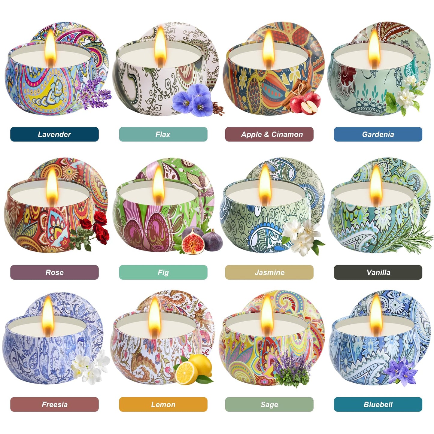 Scented Candles Gifts for Women, 12 Pack Natural Soy Candles for Home Scented, Aromatherapy Candle Set Gift for Women, Men, Friends Birthday, Mother's Day, Christmas