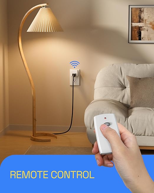 HBN Remote Control Outlet Plug Remote Light Switch Remote Outlet Switch Wireless On Off Switch Plug for Chritmas Light and Household Appliances, 15A/1875W(1 Outlet + 1Remote)