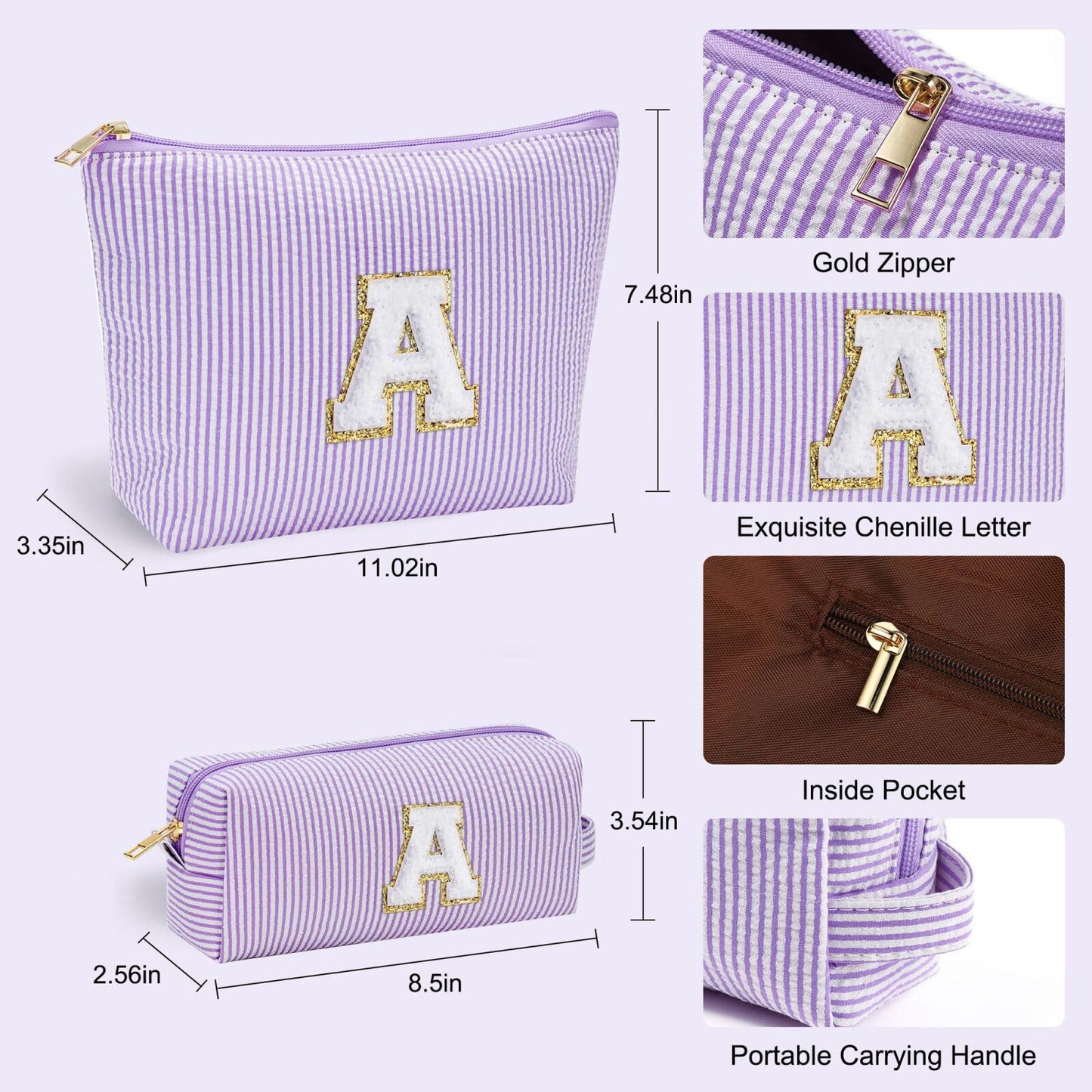 YOOLIFE Bridesmaid Gifts for Wedding Day, Bridesmaid Gifts | Bridesmaid Proposal Gifts Unique Gifts | Preppy Makeup Bag 30th Birthday Gifts for Her | Makeup Organizer Bag Preppy Stuff C- Purple