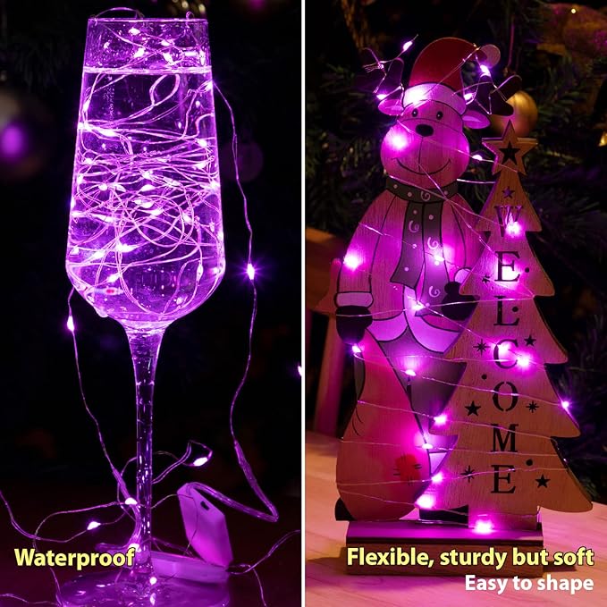 HXWEIYE 12 Pack Fairy Lights Battery Operated, 7ft 20LED Mini Twinkle String Light for Mason Jar DIY Wedding Table Centerpieces Party Bedroom Christmas (Pink)