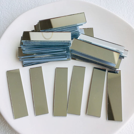 NUO RUI Adhesive Rectangular 1/2" x 2"" Mirror Mosaic Tile 100 Pcs"