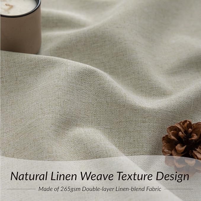 KangBang Pinch Pleated Blackout Curtains 108 Inches Long 2 Panels Set, Pinch Pleat Linen Curtains for Living Room with Adjustable Hooks, Elegant Modern Window Panels for Villa, Linen Color,42Wx108L