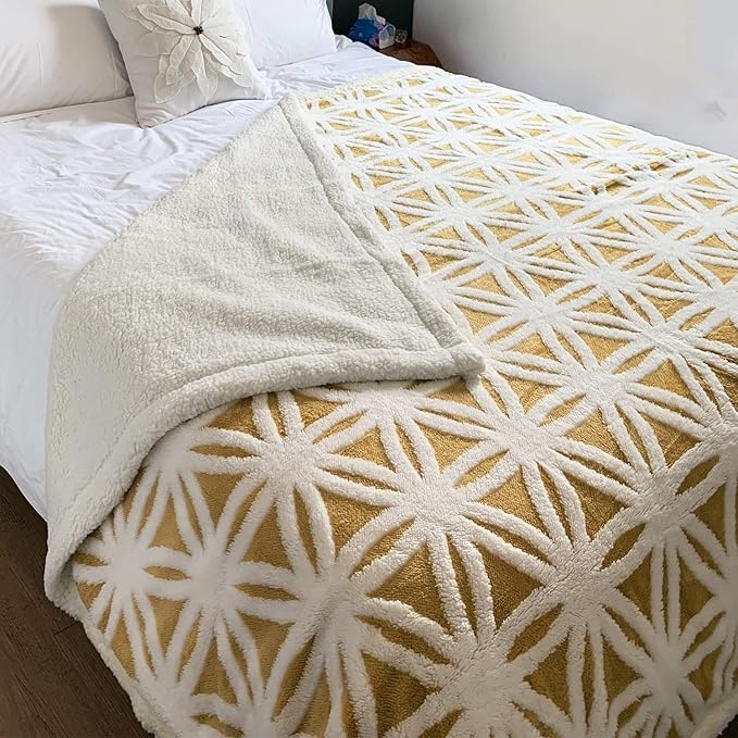 LOMAO Sherpa Fleece Blanket Fuzzy Soft Throw Blanket Dual Sided Blanket for Couch Sofa Bed (Yellow, 60''x80'')