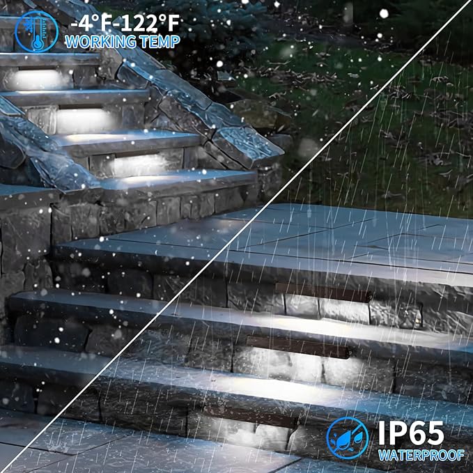4-Packs 5W 12inch LED Hardscape Paver Lighting,12V AC/DC Low Voltage Retaining Wall Lights,LED Landscape Lighting,5000K Daylight White Outdoor Step Light,50,000 Hours Lifespan