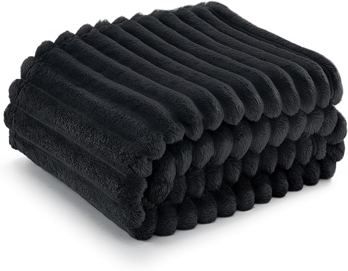 Bedsure GentleSoft Twin XL Blanket for Couch - Cozy Soft Blankets for Women, Cute Small Fleece Throws for Girls, Black, 66x90 Inches