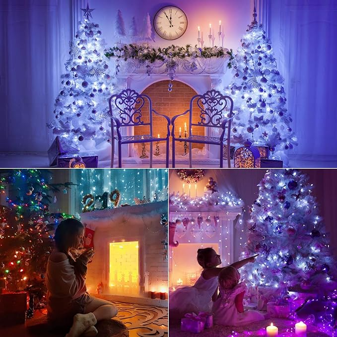 Brizled Color Changing Christmas Lights, 65.67ft 200 LED Dual Color Christmas Tree Lights with Remote, Cool White & Multicolor 11 Function Xmas String Light Indoor Outdoor for Xmas Party Home Wedding