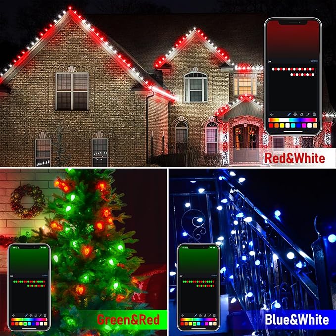 Probro Smart RGB C9 Christmas Lights Clearance, 95FT 100 LEDs App Control & Music Sync, 105 Modes for Party, Shatterproof Waterproof Connectable String Lights for Outdoor Indoor Xmas Tree House Decor
