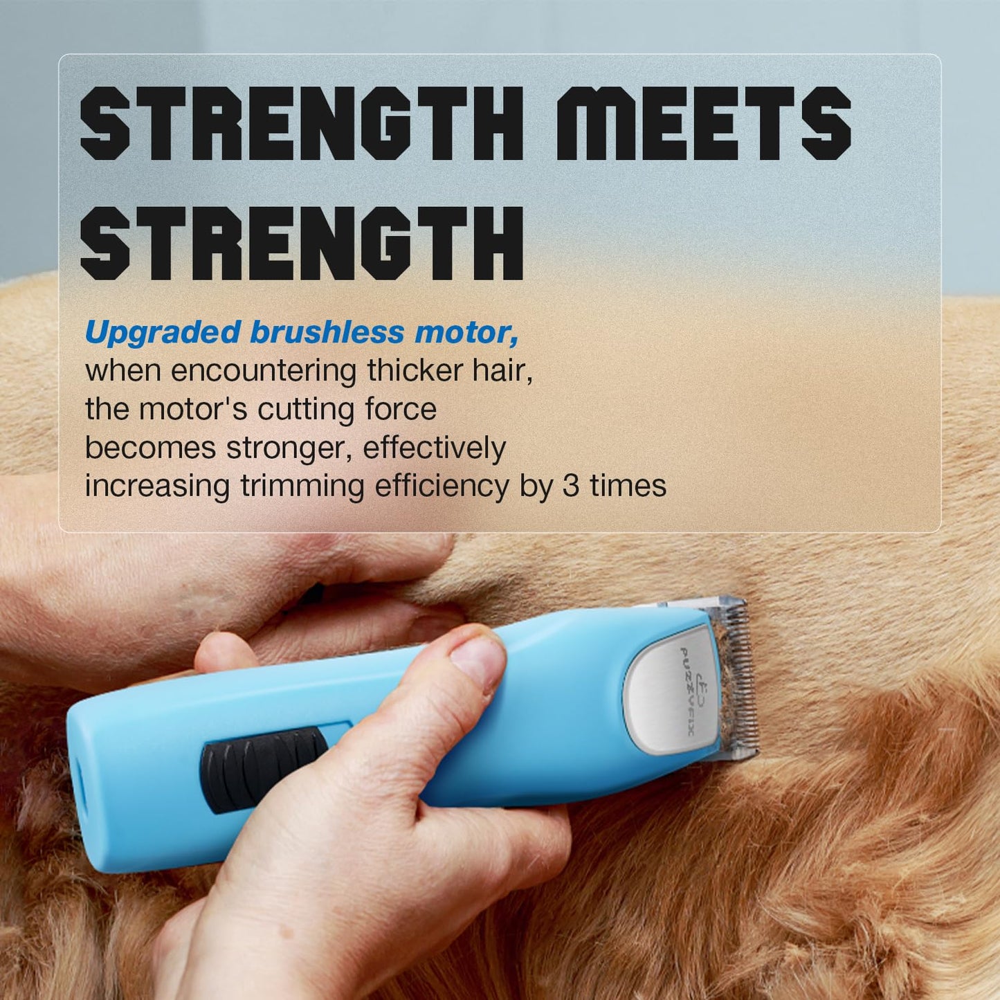 FuzzyFix Professional Dog Clippers for Grooming - 2 Speed for Thick Curly Matted Coats, Low Noise Cordless Pet Hair Trimmer with Detachable A5 Blade & Metal Guide Combs Kit for Horse Animal Breeds