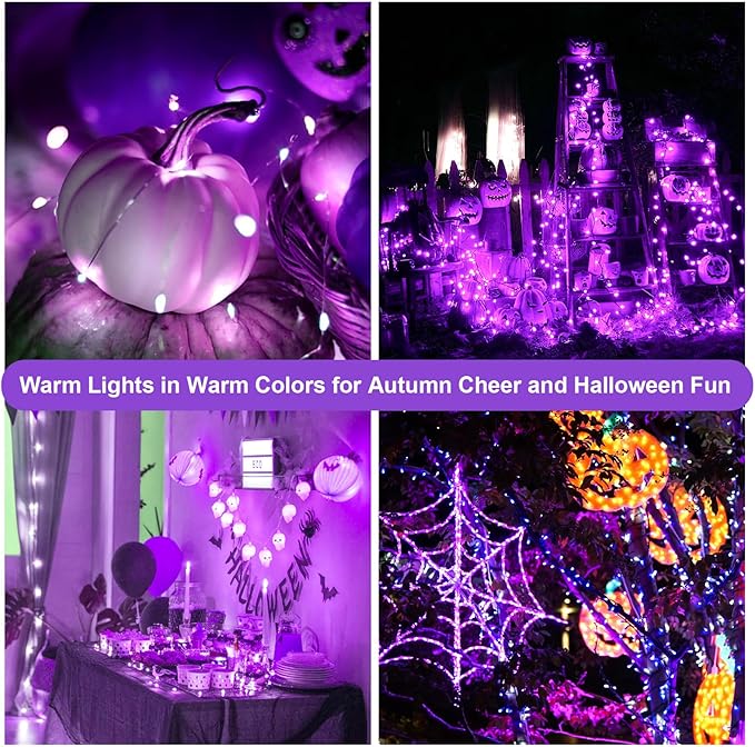 ZGWJ Fairy Lights Battery Operated, 24 Pack Purple Twinkle String Lights 20 LED 7FT Mason Jar Lights 3 Lighting Modes for Bedroom, Halloween, Christmas, Party Wedding Indoor and Outdoor Decoration