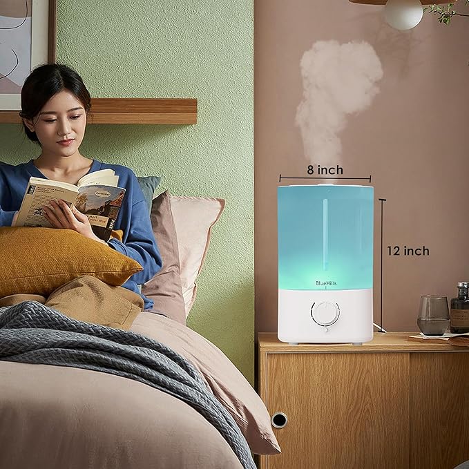 BlueHills Premium Set of Two Large 5000 ML XL and 3000 ML Essential Oil Diffusers Humidifier Combo for Large Room Home with Décor LED Lights Great Gift – Value Pack of White and Dark Wood Grain