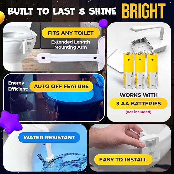 Mind-Glowing Toilet Light with Motion Sensor - Toilet Bowl Night Light with Color Changing LED, Dimmer - Funny Gag Gift for Men, Women, Dad, Mom - Kids Bathroom Accessories for Potty Training
